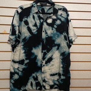 No Boundaries Mens Tie Dye‎ Button Up Shirt Short Sleeve XL